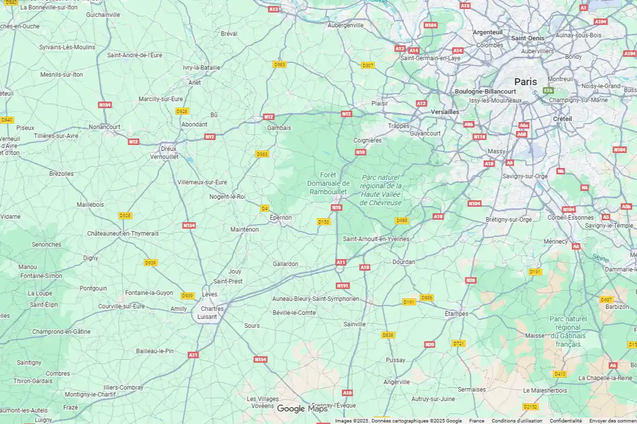 carte des zones d intervention de AFG 28 eure et loire yveline et essone