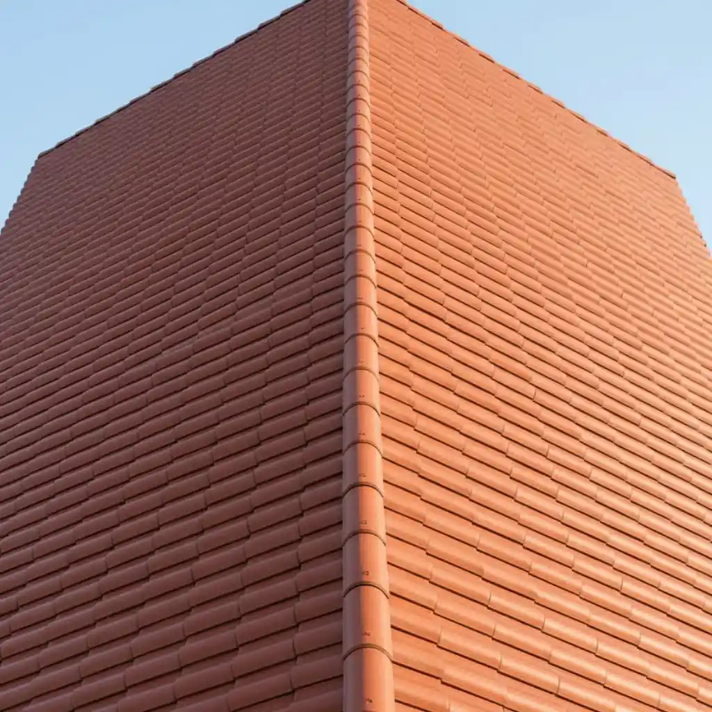 Couverture de toit en tuiles vue du dessus