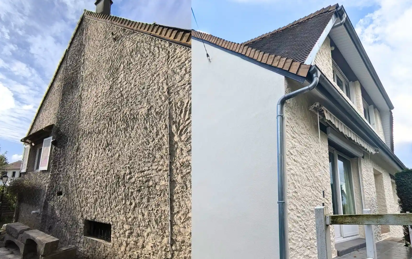 Avant/après ravalement de façade à Chartres