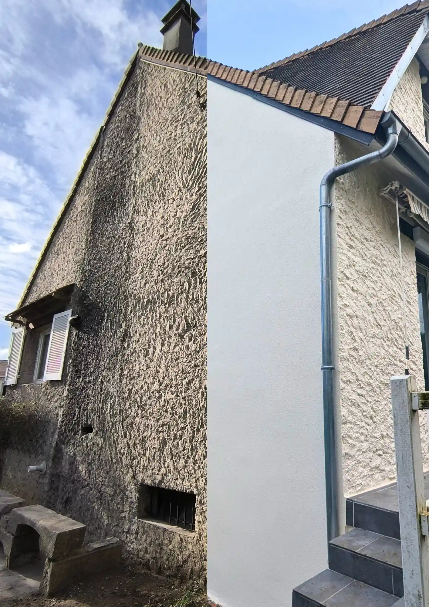Avant/après ravalement de façade d’une maison à Chartres par AFG 28