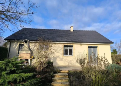 Chantier fini Denonville Maison rénovée avec ITE, toiture neuve et zinguerie alu
