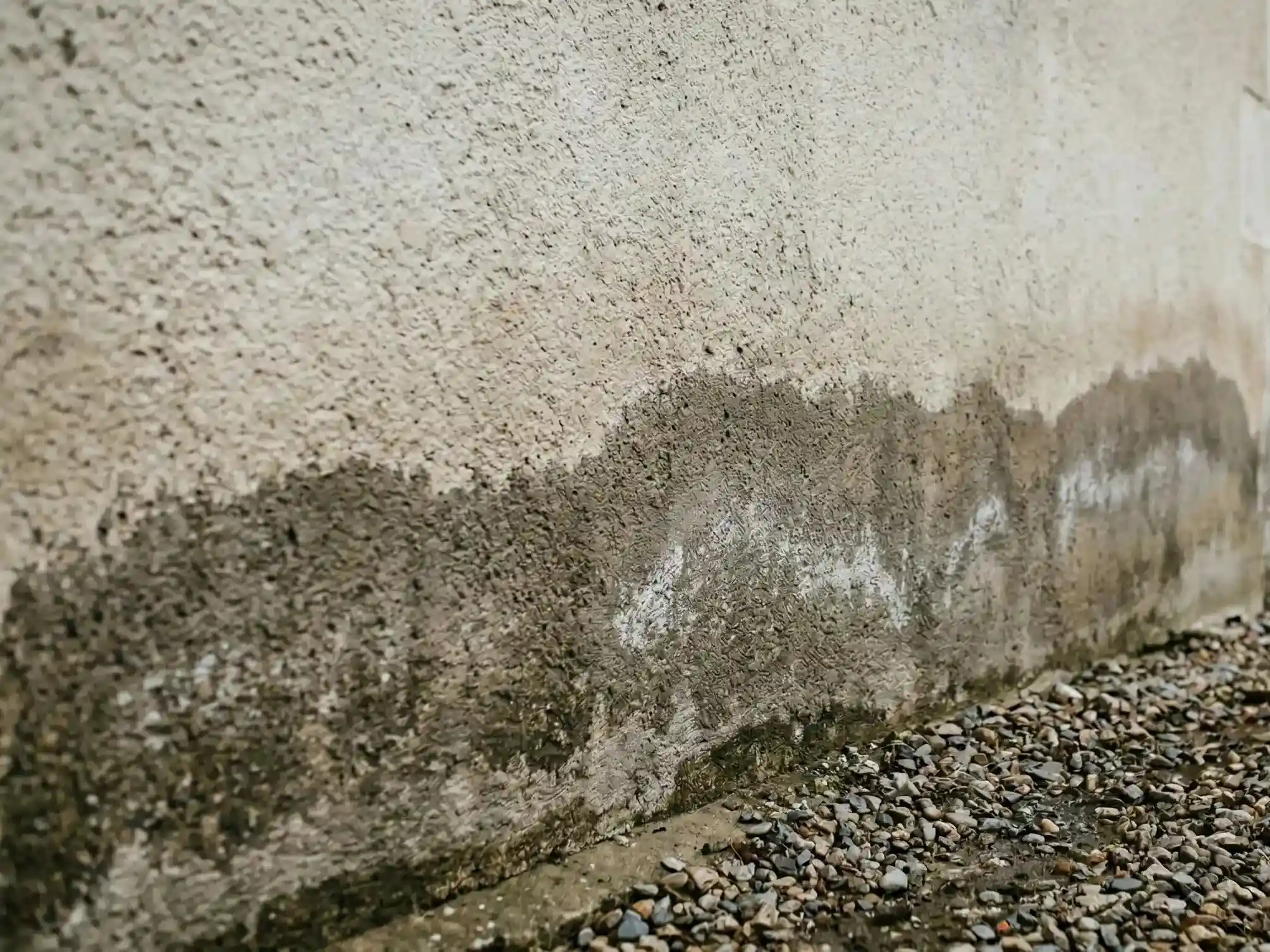 Photo chantier tache d humidité en bas de mur extérieur sur façade à Chartres Photo chantier tache d humidité en bas de mur extérieur sur façade à Chartres