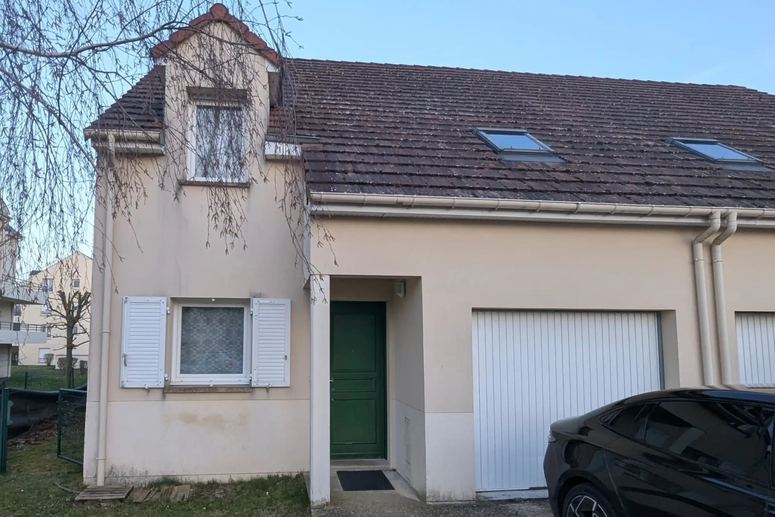 vue avant travaux facade et toiture encrassee maison leves