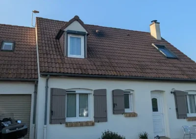 toiture tuiles beton encrassee mousses et lichens avant nettoyage ablis